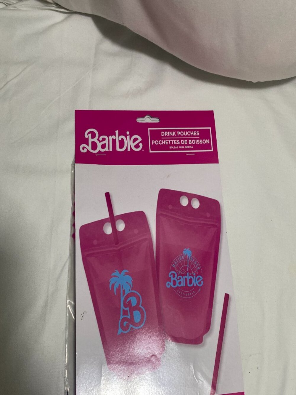 Barbie Malibu Beach Drink Pouches 8 Bags 8 Straws Pink Party Favors New Sealed